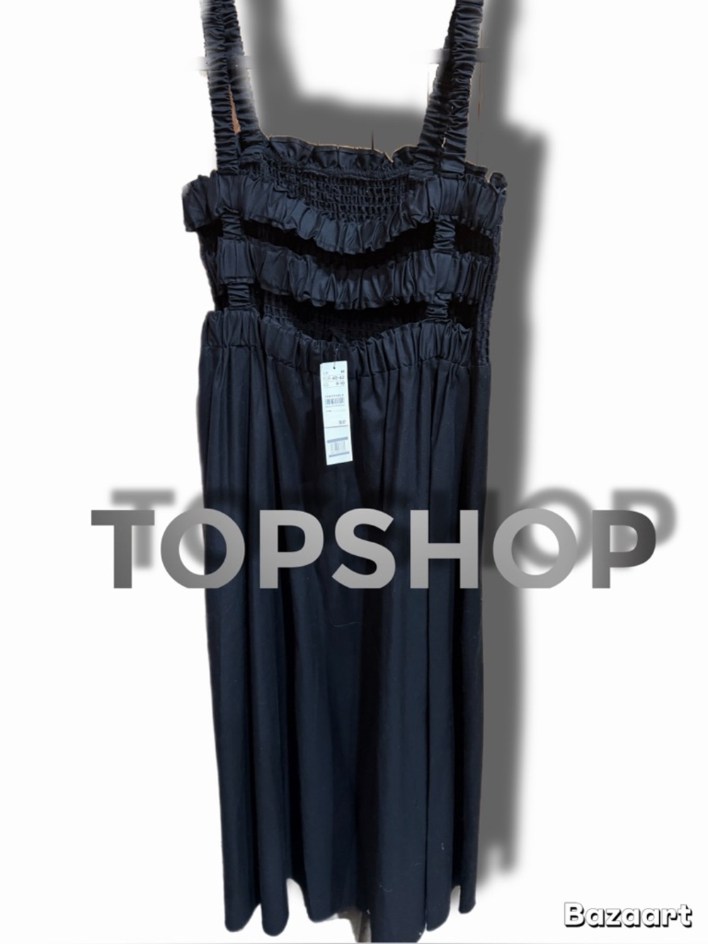 Topshop Black Ruffle-Front Midi Dress
